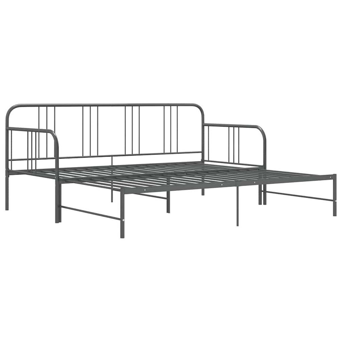 AUSZIEHSOFA Bettgestell Grau Metall 90/200 Cm - Grau, Textil (90/200cm) - vidaXL