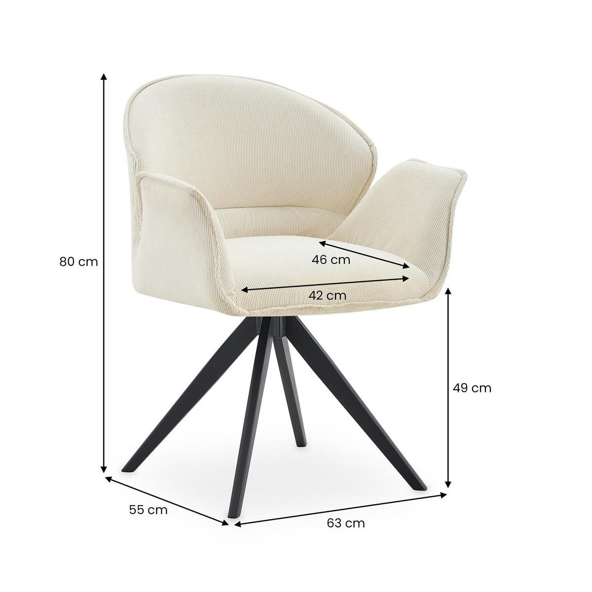 ESSZIMMERSTÜHLE GIRONA 2er-Set cremeweiß - Creme, Textil (62/81/59cm) - IDIMEX
