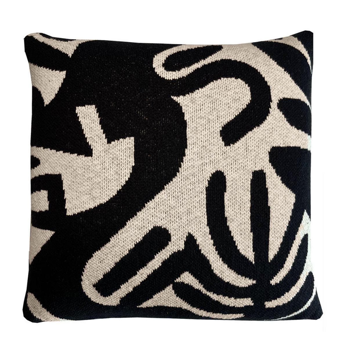 DEKOKISSEN Flora gestrickt schwartz 50x50 - Schwarz, Textil (50/50/12cm) - Malagoon