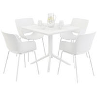 GARTENMÖBEL-SET Hanna 4 Stühle 196x80x80cm Kunststoff Weiß Balkonset - Weiß, Kunststoff - DELUKE