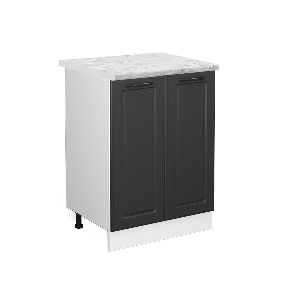 KÜCHENUNTERSCHRANK R-Line Anthrazit Landhaus 60 cm, AP Marmor - Dunkelgrau/Anthrazit, Holzwerkstoff (60/81.6/60cm) - Vicco