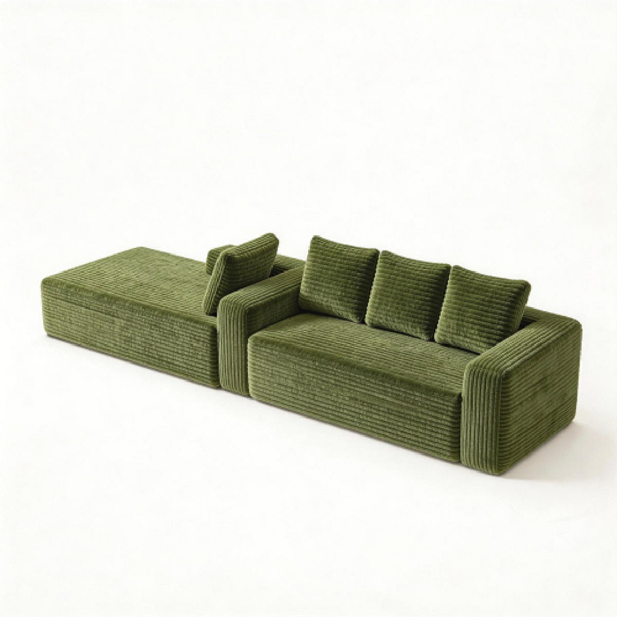 ECKSCHLAFSOFA aus Cord 261x168x58 cm mit Chaiselongue und ohne Montage, grün - Grün, Textil (261/168cm) - Luhomfu