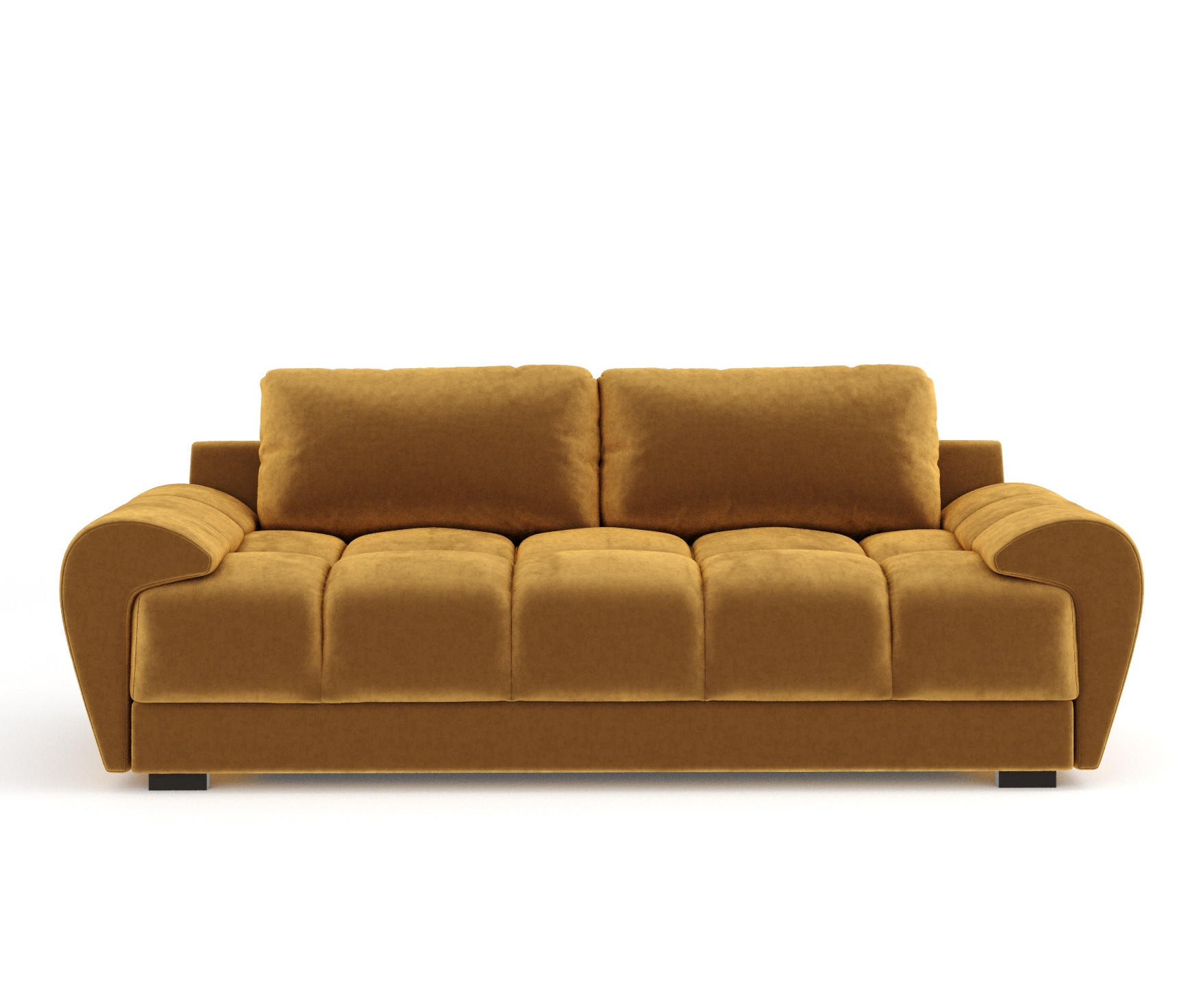 3-SITZER SOFA Peebles Honigfarbe Samtstoff - Schwarz/Honig, Holz/Holzwerkstoff (244/90/101cm) - Maison de Reve