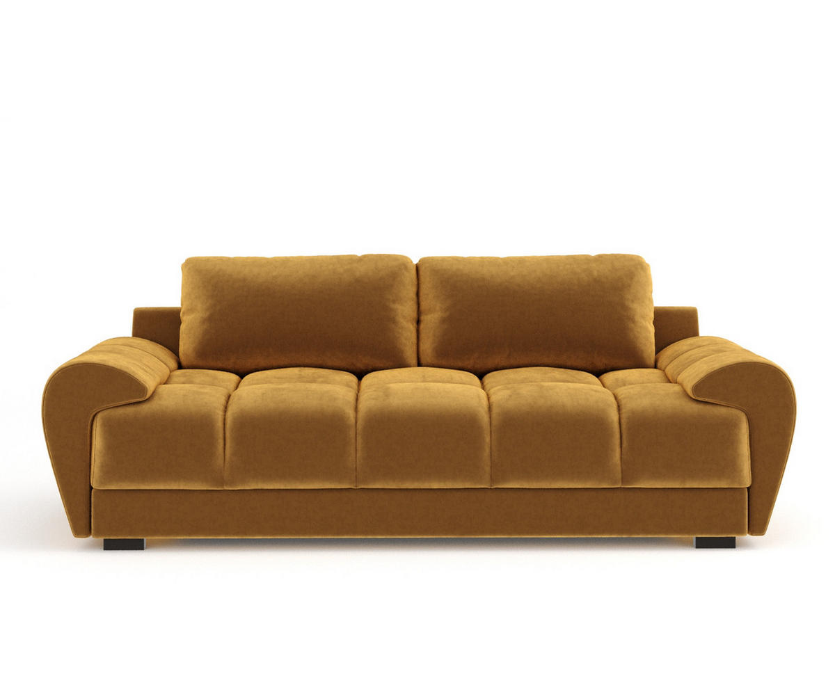 3-SITZER SOFA Peebles Honigfarbe Samtstoff - Schwarz/Honig, Holz/Holzwerkstoff (244/90/101cm) - Maison de Reve