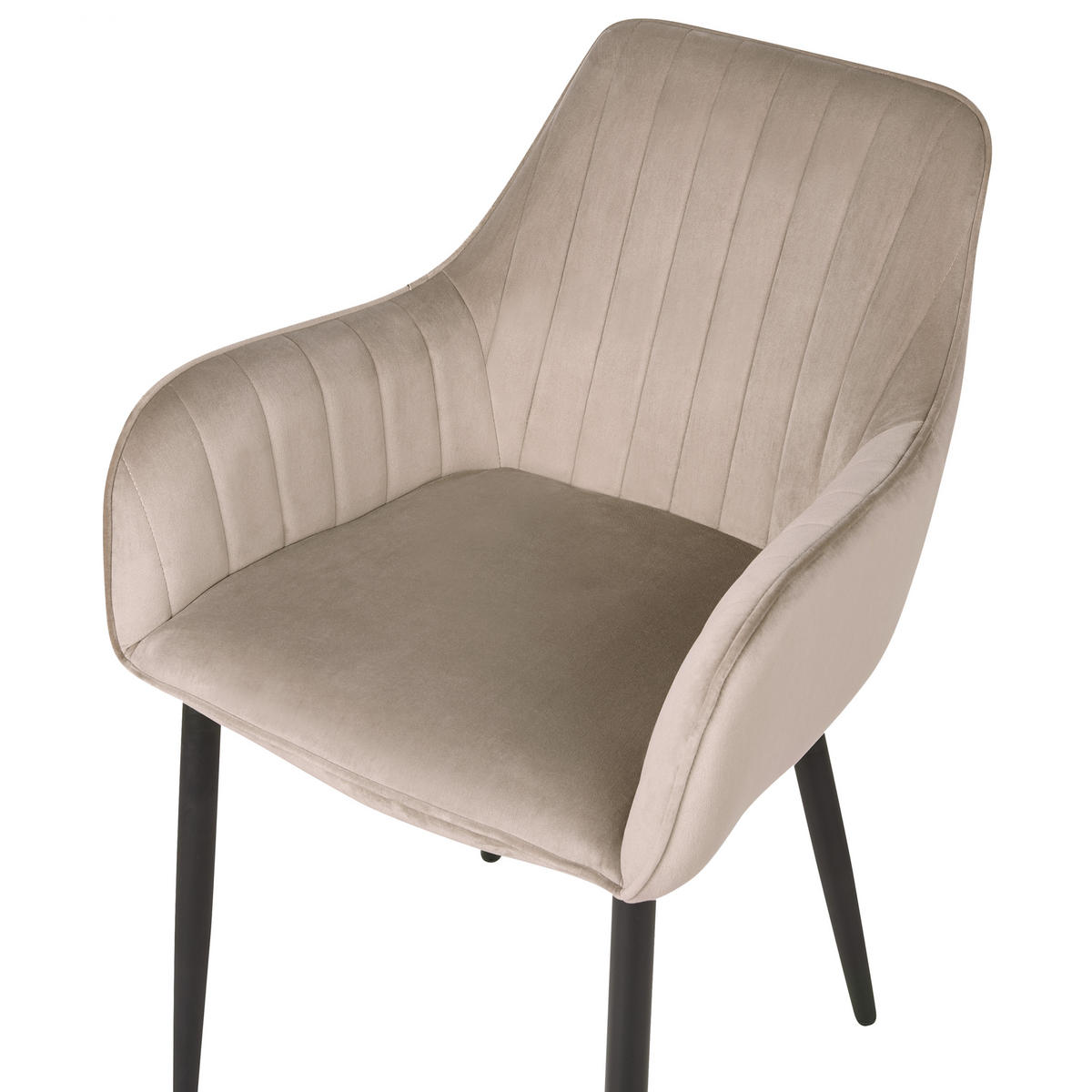 ESSZIMMERSTUHL 2er-Set Samtstoff taupe Wellston - Beige/Schwarz, Textil (60/84/61cm) - Beliani