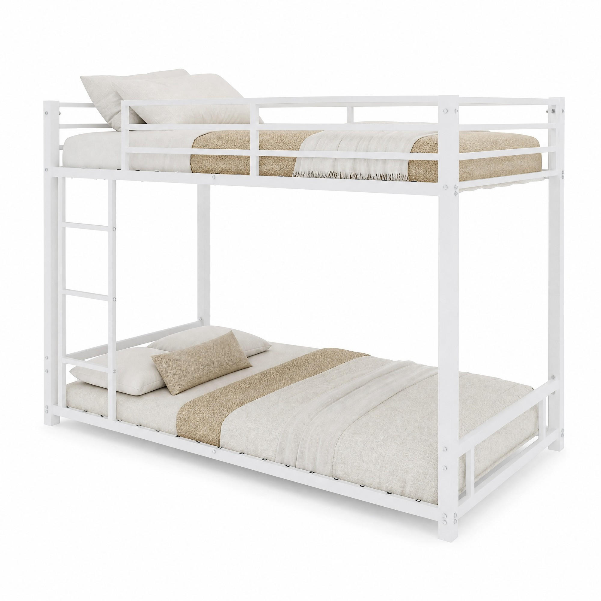 ETAGENBETT mit Leiter 197 x 98 x 136 cm Metall Weiß - Weiß, Metall (90/190cm) - Meubliv