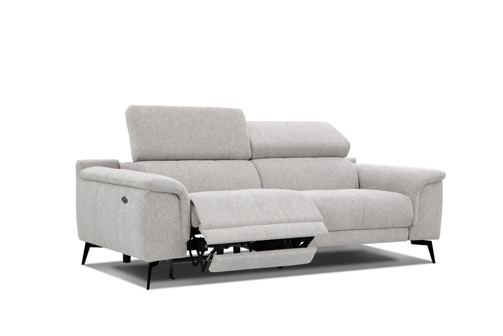 RELAXSOFA FIERO 3-Sitzer mit 1 Relaxfunktion, hellgrau - Hellgrau/Schwarz, Holzwerkstoff/Textil (212/82/103cm) - Courtois Laville