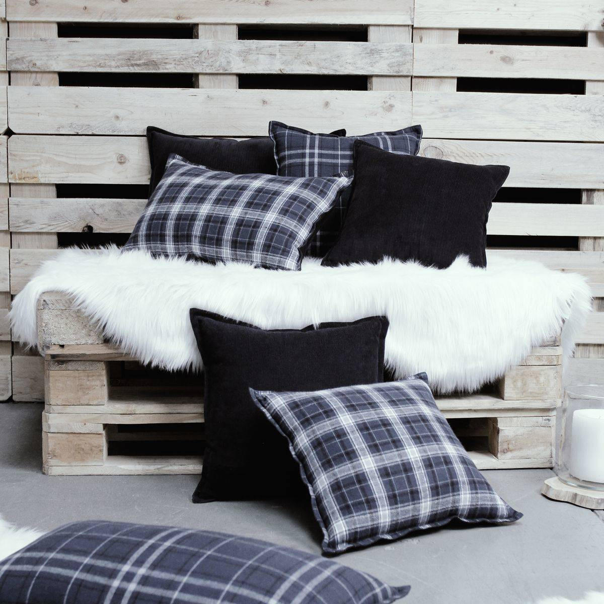 ZIERKISSEN Winter Spirit 45/45 cm - Dunkelblau, Naturmaterialien (45/45cm)