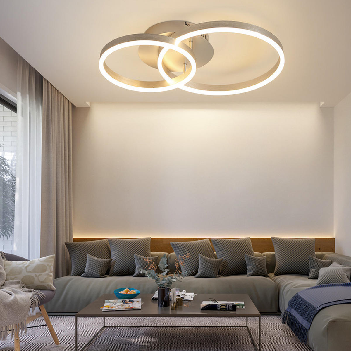 LED-DECKENLEUCHTE Emmendingen II 40/59cm - Silberfarben, Metall (40/59/12cm) - Nettlife