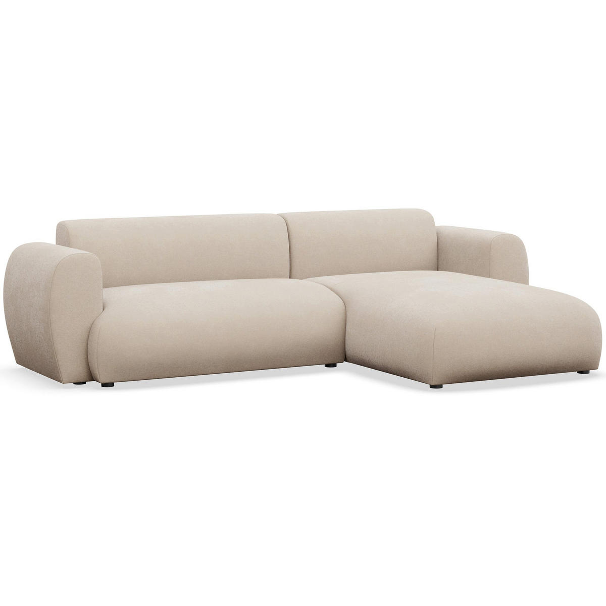 ECKSOFA Emia Creme rechts - Creme/Schwarz, Kunststoff/Textil (156/262cm) - Selsey