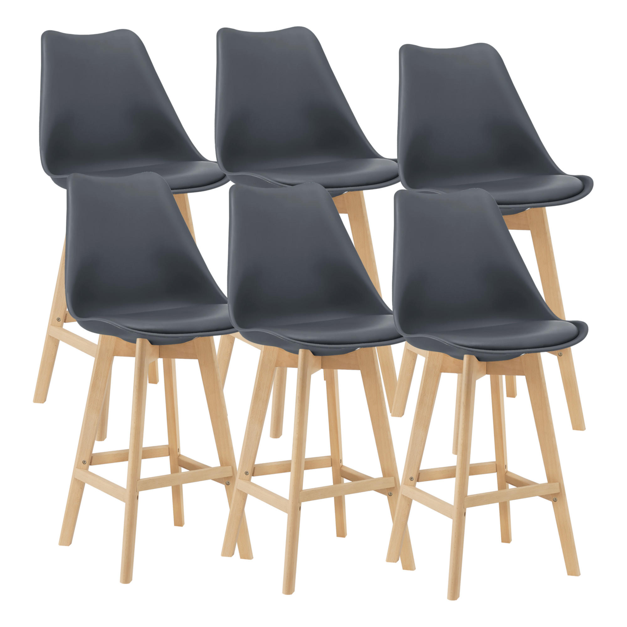 [en.casa] Barstuhl Grau 48x105x58 cm