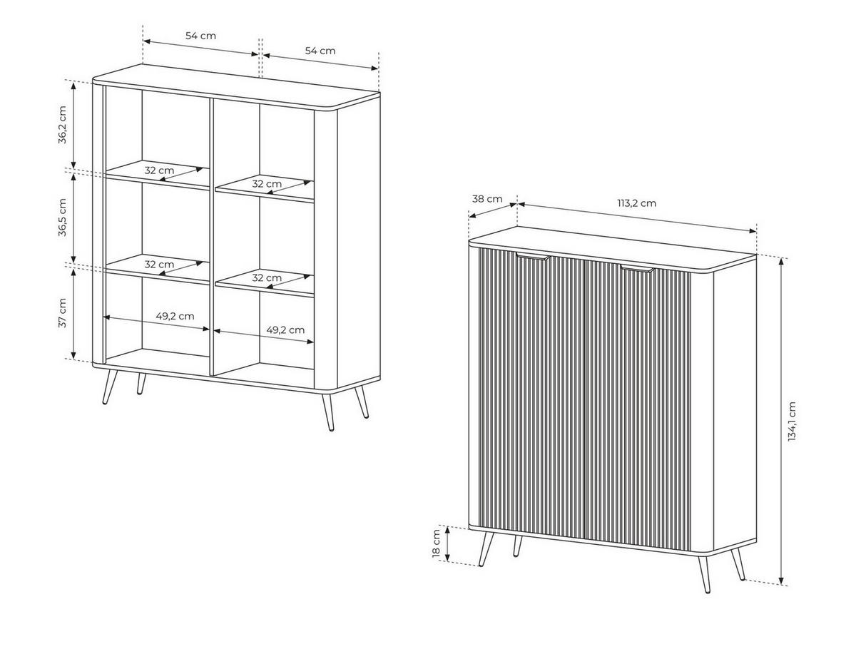 HIGHBOARD 113 Brando, 2 Türen, Beige - Beige/Goldfarben, Holz/Metall (113/134/38cm) - Emporius