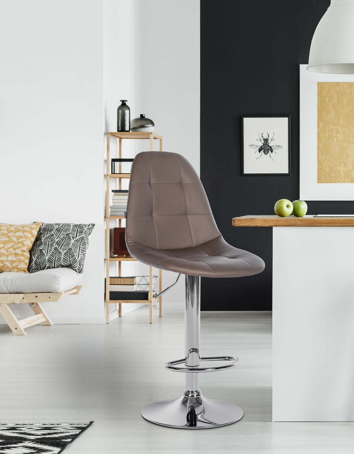 BARHOCKER Metall braun - Braun, Textil/Metall (47/58/56cm) - CLP
