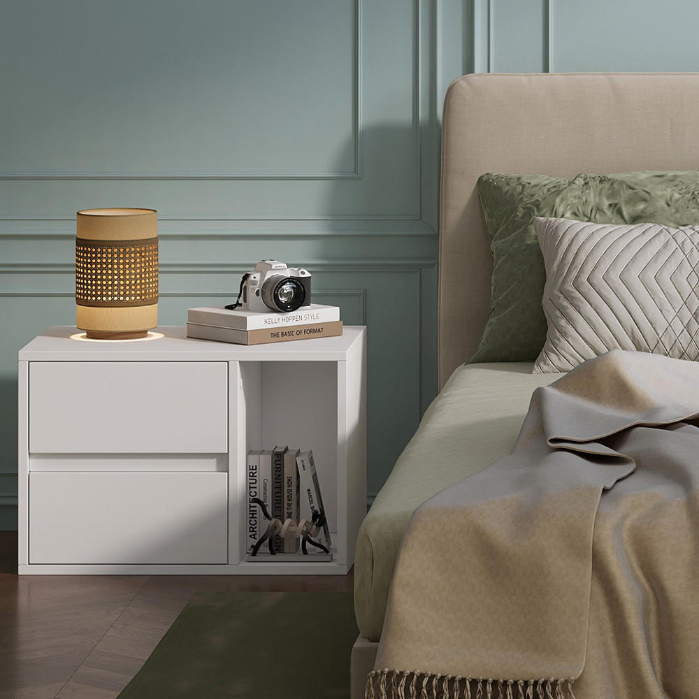 Thumbnail - Vicco Nachttisch, Weiß, Holzwerkstoff, 2 Fächer, Rechteckig, 50x34x34 cm, Schlafzimmer, Nachttische