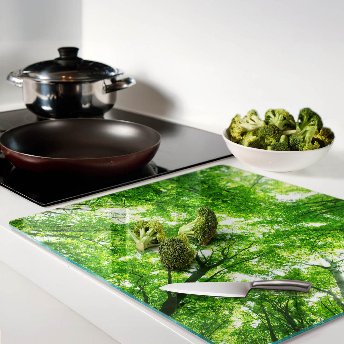GLASPLATTE 60x52 cm Grüner Wald - Grün, Glas (60/0.4/52cm) - TULUP