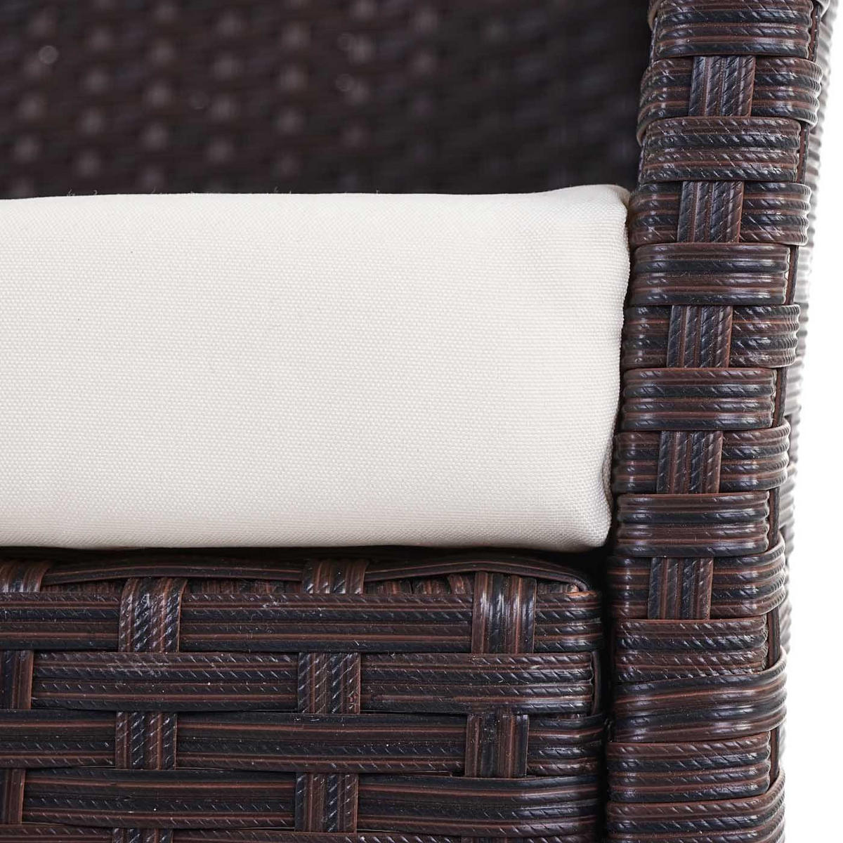 POLY-RATTAN SESSEL HALDEN Braun, Cremeweiß 2er-Set - Braun/Weiß, Kunststoff (59/83/60cm) - MCW