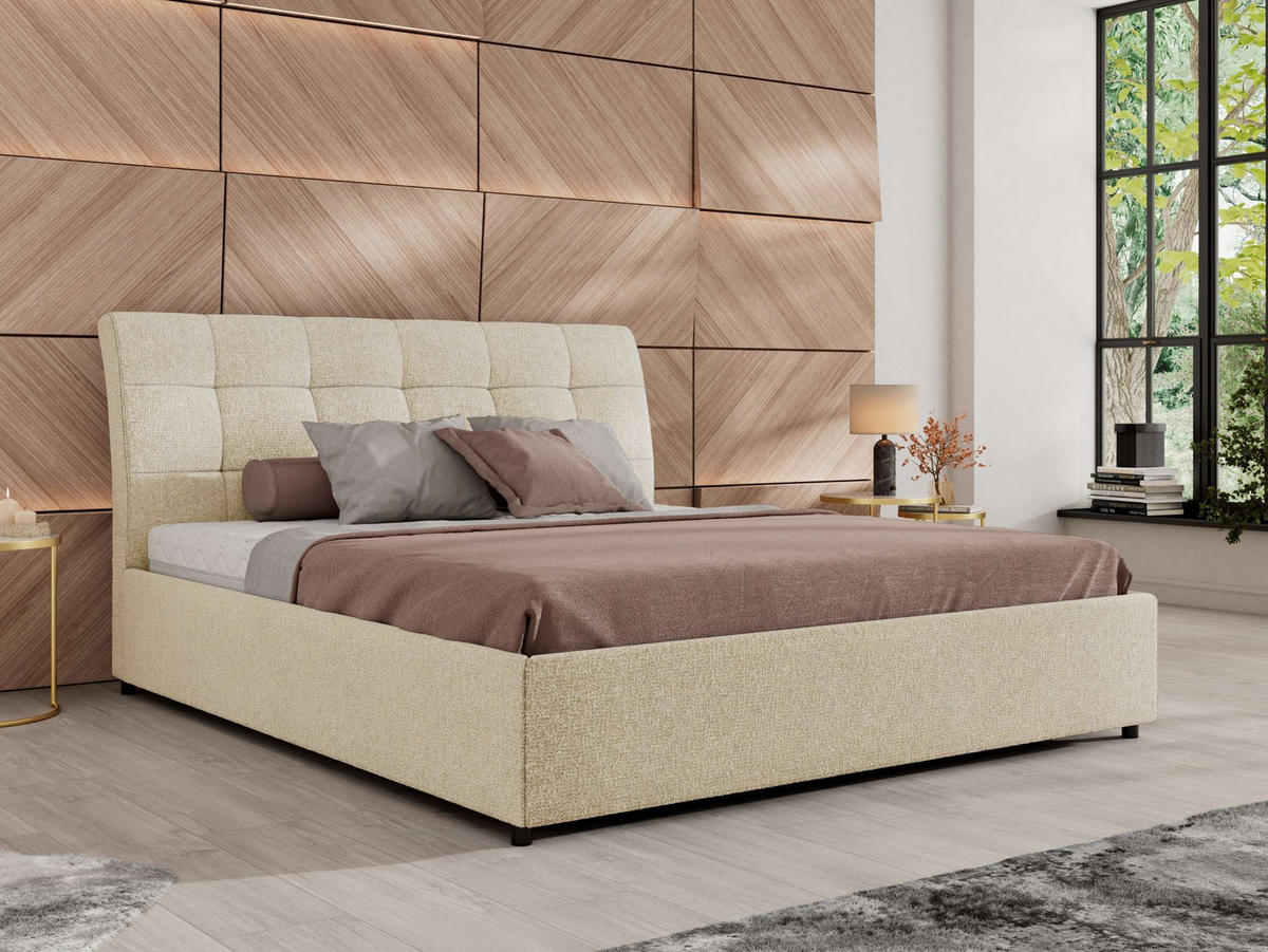 POLSTERBETT GALA CLASSIC 200/200 - Creme Strukture - ohne Matratze - Creme, Textil (200/200cm) - MKS