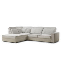 ECKSOFA Kirou Beige grau Chenille-Stoff - Links Seite - Greige/Schwarz, Holz/Holzwerkstoff (225/311cm) - Maison de Reve