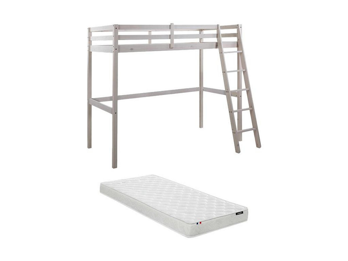 HOCHBETT - 1 -Sitzer - Kiefer - weiß - GEDEON - Weiß, Holz (140/198cm) - Vente-Unique