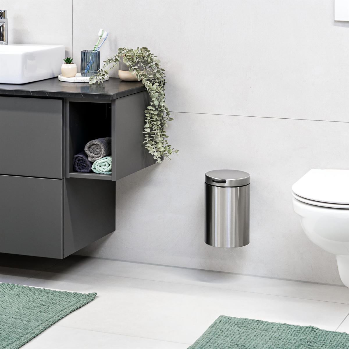 WAND-KOSMETIKEIMER 3 Liter, silber, Edelstahl - Edelstahlfarben, Metall (16/24/23cm) - bremermann