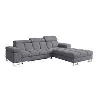 ECKSOFA mit Schlaffunktion Ottomane Rechts COMA L 271x203x79 Grau Velours - Grau, Holzwerkstoff/Textil (203/271cm) - ALTDECOR