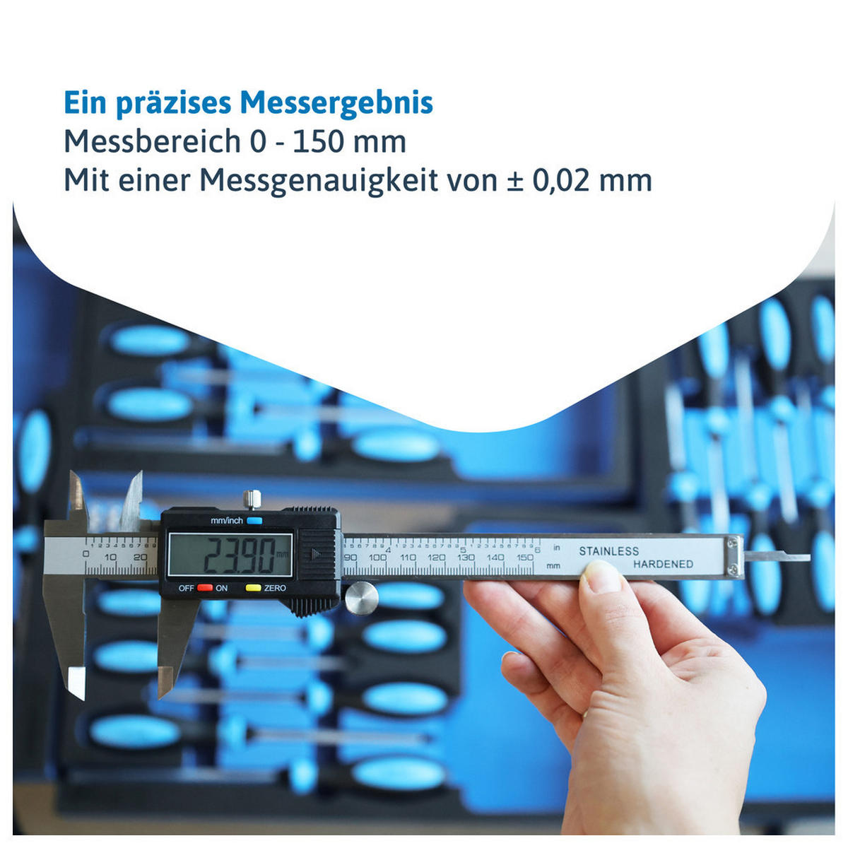 DIGITAL-MESSCHIEBER, LCD-Anzeige, CE, Messbereich 200 mm, 8 " - Silberfarben, Kunststoff (305/100/25cm) - Dönges