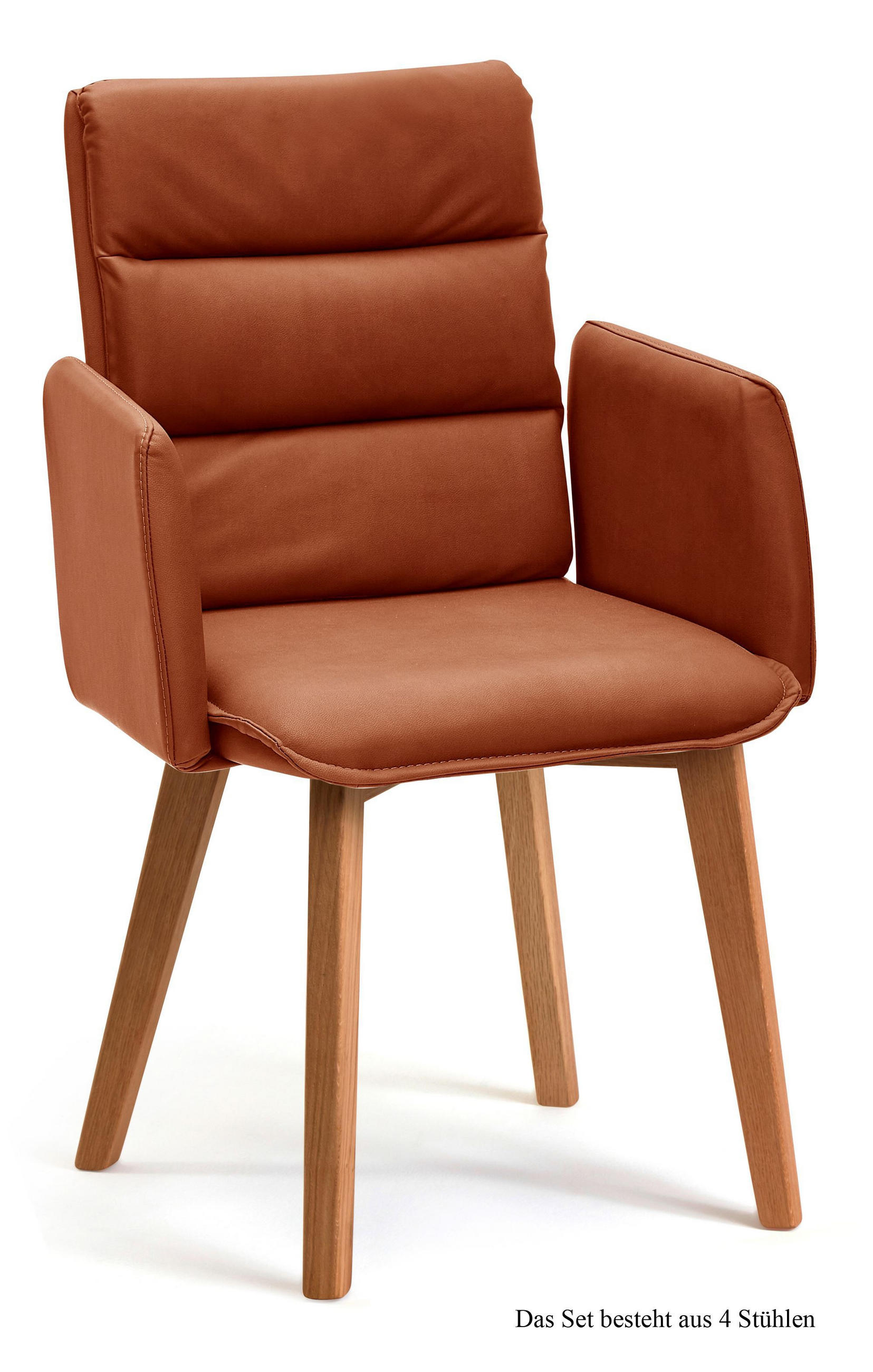 ARMLEHNSTUHL (4er-Set) Daritsa 52x92x60 Eiche geölt/Cognac - Cognac/Eichefarben, Kunststoff (60/92/52cm) - 58aufmkessel