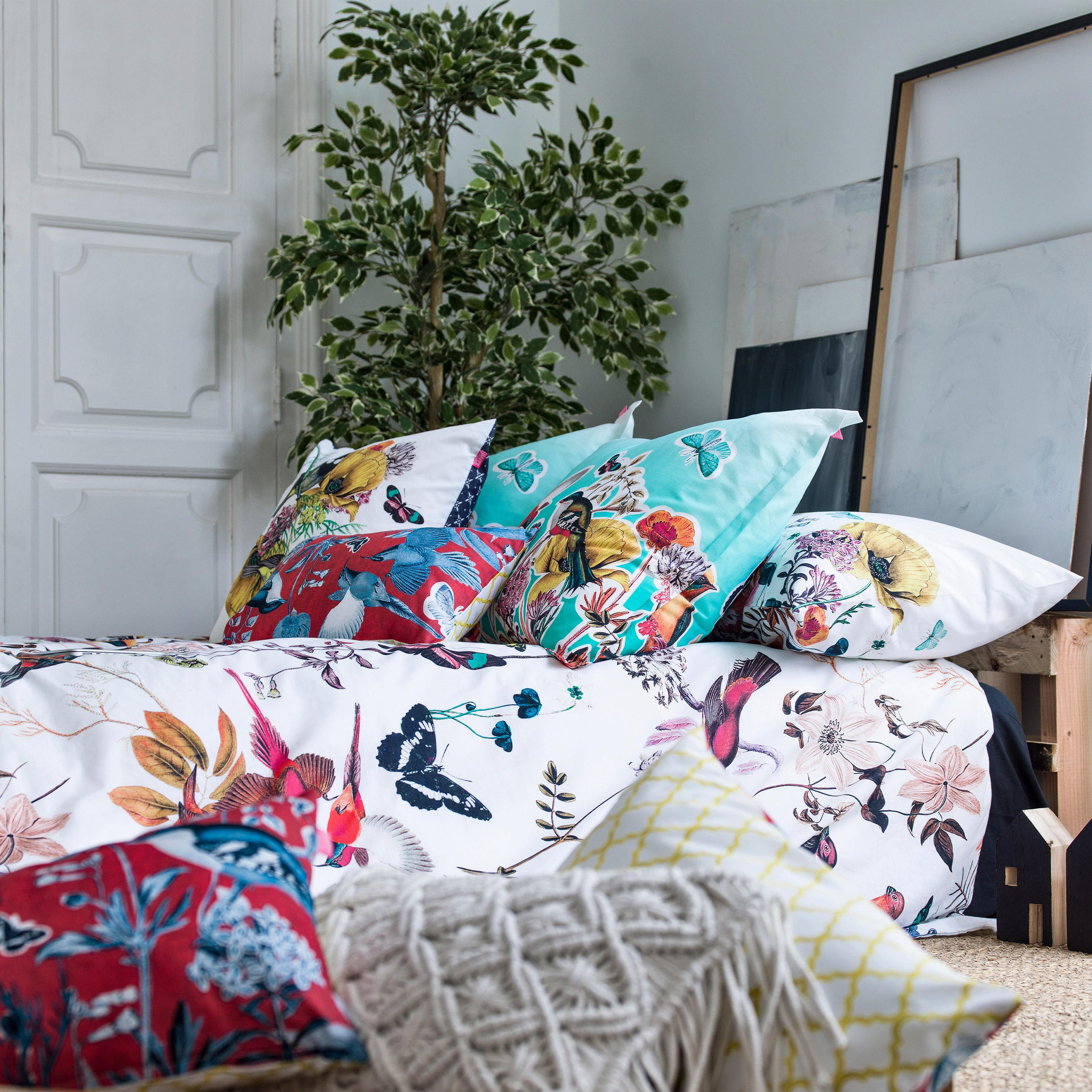 BETTBEZUG birds of paradise 180x220 cm (komfortgrösse) mehrfarbig - Multicolor, Textil (180/220cm) - Happy Friday