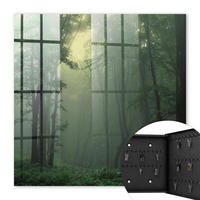 SCHLÜSSELBOX Schwarz 30x30 cm- Türöffnung nach rechts - Waldnebel - Grün, Metall (30/30/5cm) - TULUP