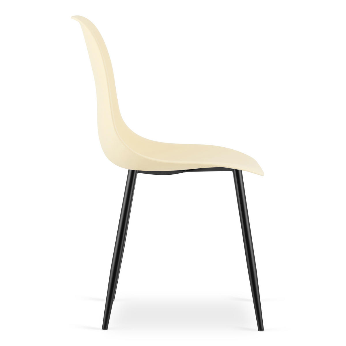 ESSZIMMERSTUHL 4-er Set KALEO cremefarbener Sitz, schwarze Beine - Creme/Schwarz, Kunststoff (46/84/51cm) - Valora