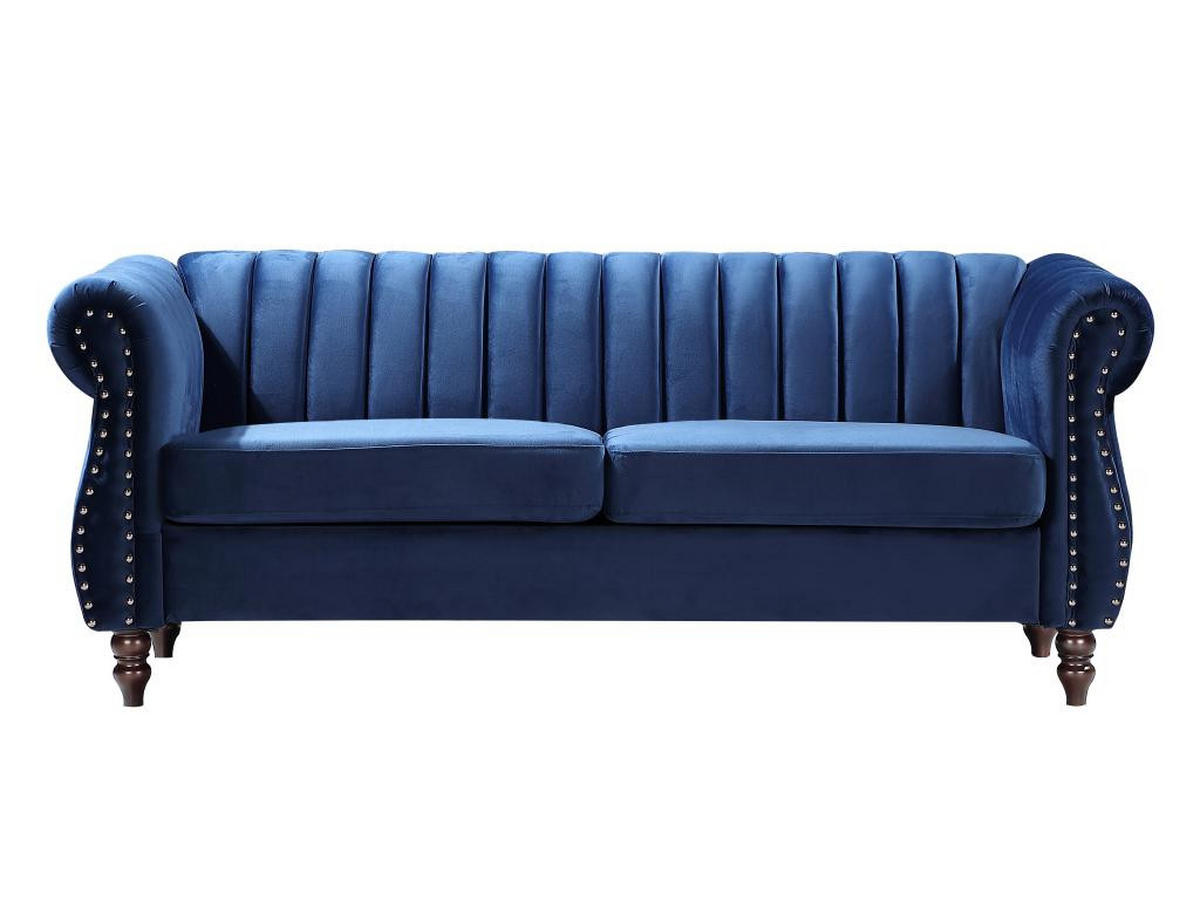 CHESTERFIELD-SOFAGARNITUR - 3-Sitzer & 2-Sitzer - Samt - Königsblau - TRUMBO - Blau, Textil (78/77/195cm) - Vente-Unique