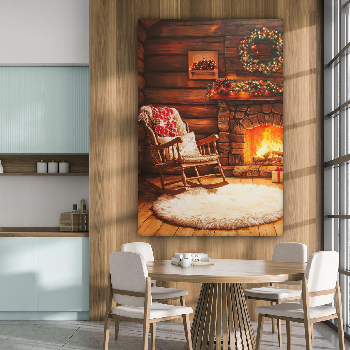 SLIKA NA PLATNU Zima 90x140 cm - barve jantarja, tekstil (90/140cm) - MuchoWow