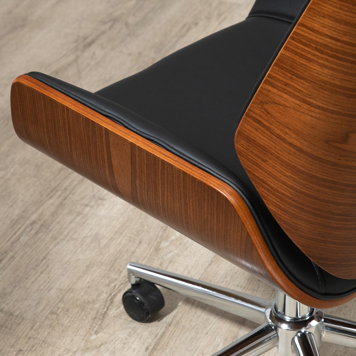 BÜROSTUHL mit Wippfunktion, Schwarz - Schwarz, Leder (60/96/53cm) - Vinsetto