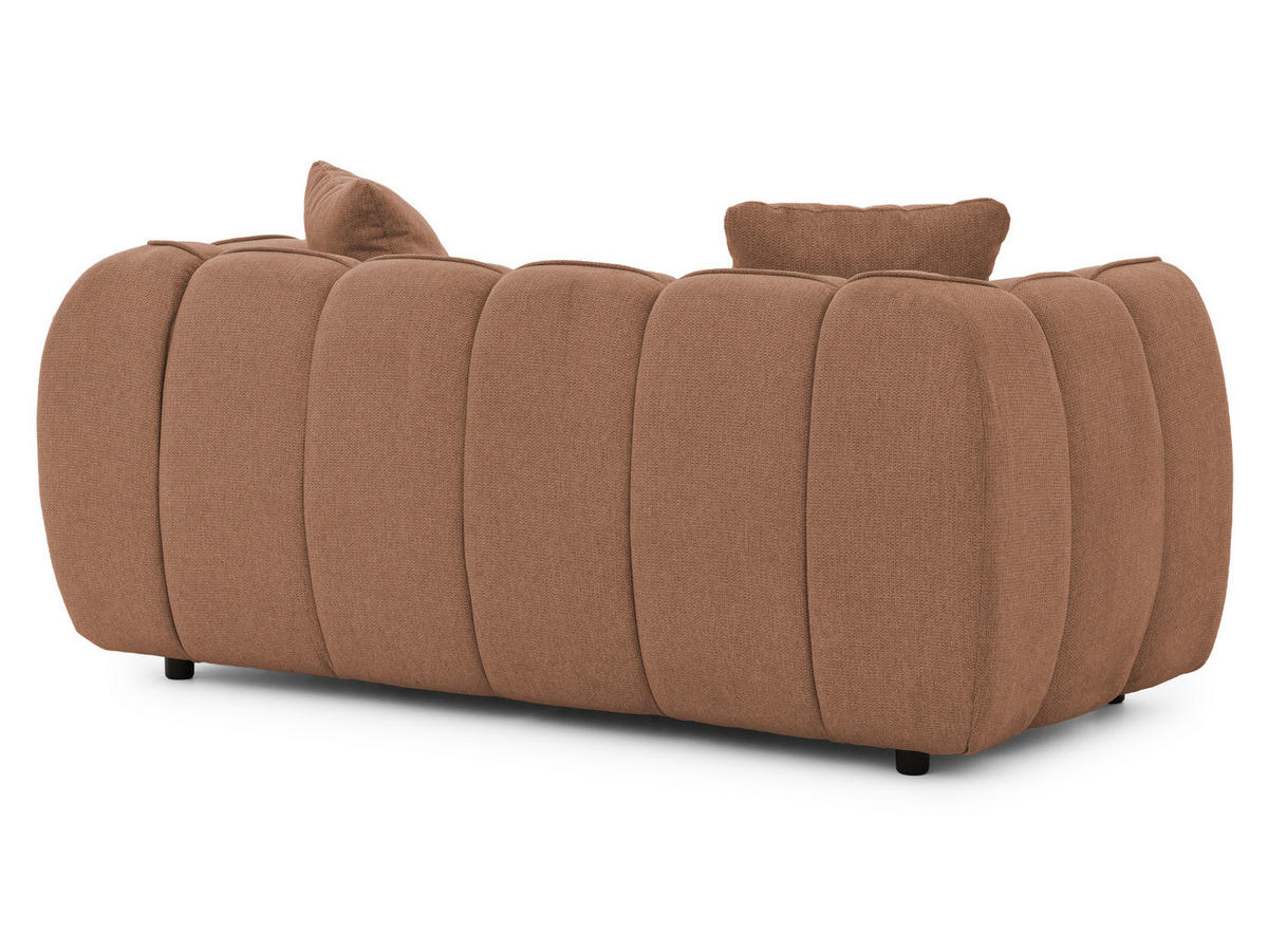SITZGARNITUR 3+2 Nubira in tief gesteppter Bubble-Optik aus weichem Terrakotta Strukturstoff im modernen Design - Terracotta/Schwarz, Holz/Kunststoff (228/69/89cm) - S-Style Möbel