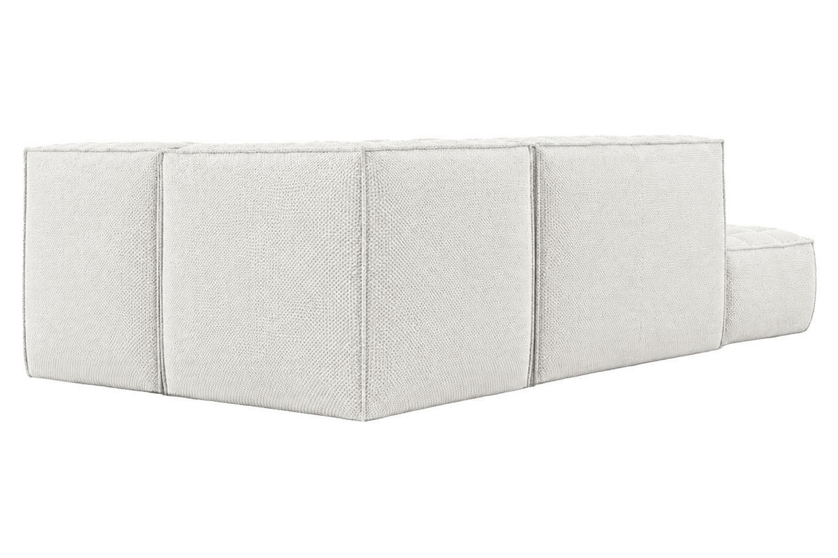 ROHOVÁ SEDAČKA modulární ve tvaru L s taburetem, plyšová tkanina Pop, Ice, Levá strana, LAZY L s taburetem - bílá, dřevo (333/173cm) - Kaiser Möbel