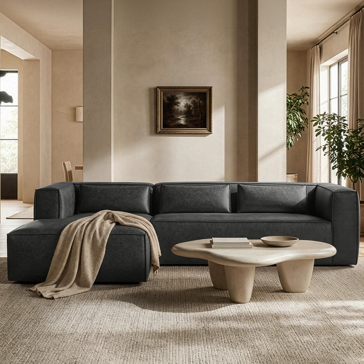 ECKSOFA LINKS FEROX, Dunkelgrau - Dunkelgrau, Holz/Holzwerkstoff (300/175cm) - KONSIMO®