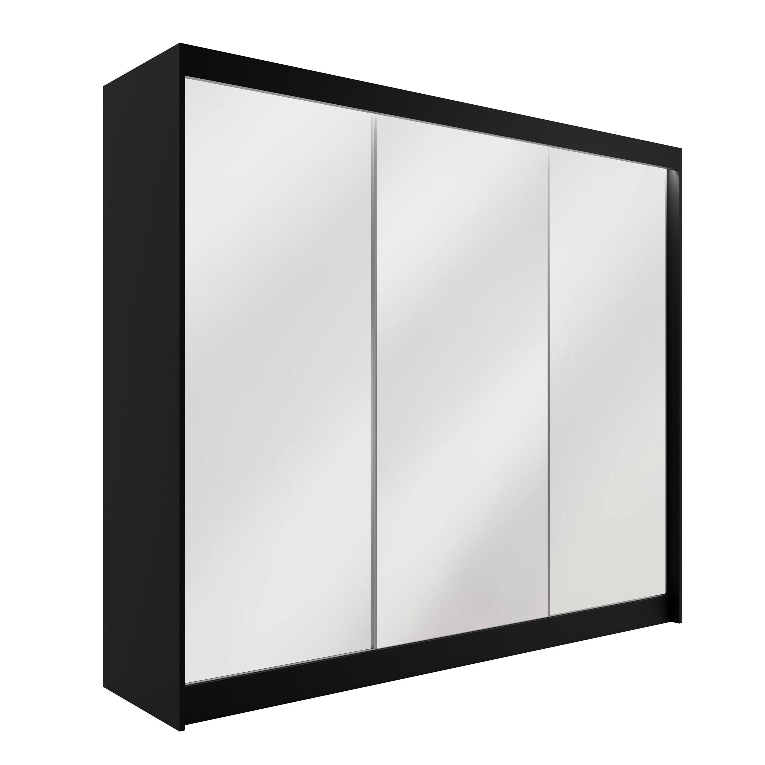 KLEIDERSCHRANK AMOHA mit LED - 250 cm - Schwarz - Schwarz, Holzwerkstoff (250/215/61cm) - ALTDECOR