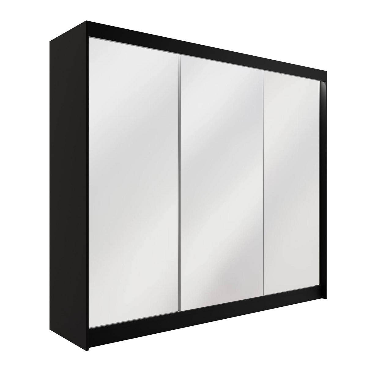 KLEIDERSCHRANK AMOHA mit LED - 250 cm - Schwarz - Schwarz, Holzwerkstoff (250/215/61cm) - ALTDECOR