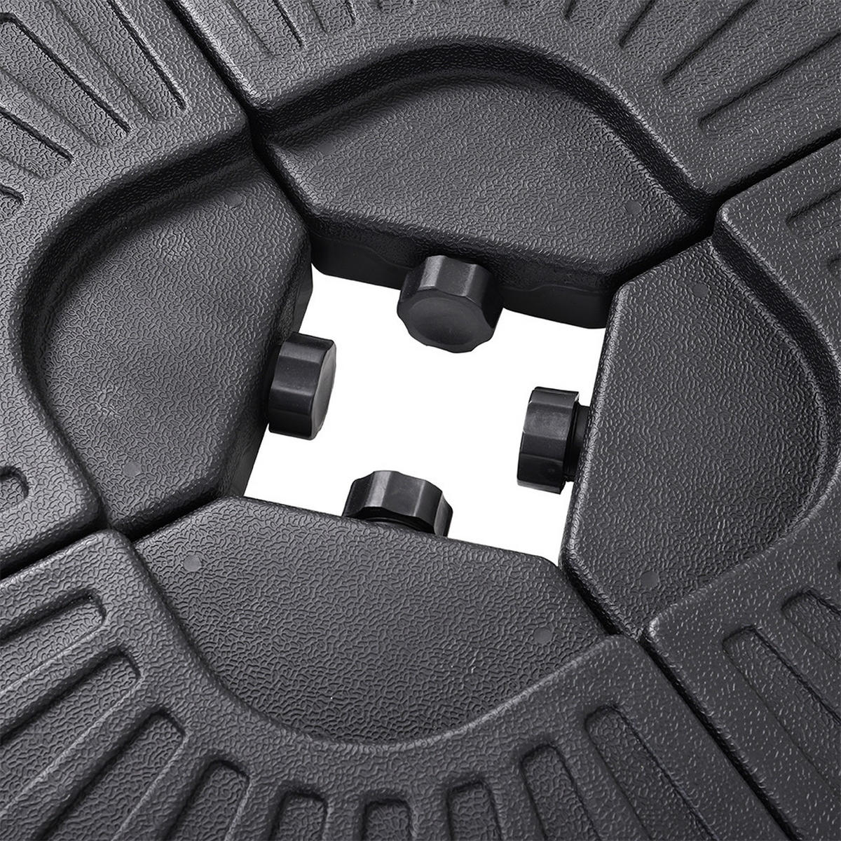 SONNENSCHIRMFUSS aus HDPE in Schwarz Round 4er-set befüllbar wetterfest und standfest Ø100 × 7,5 cm insgesamt gefüllte von 52 bis 60 kg - Schwarz, Kunststoff (50/8cm) - Livingandhome