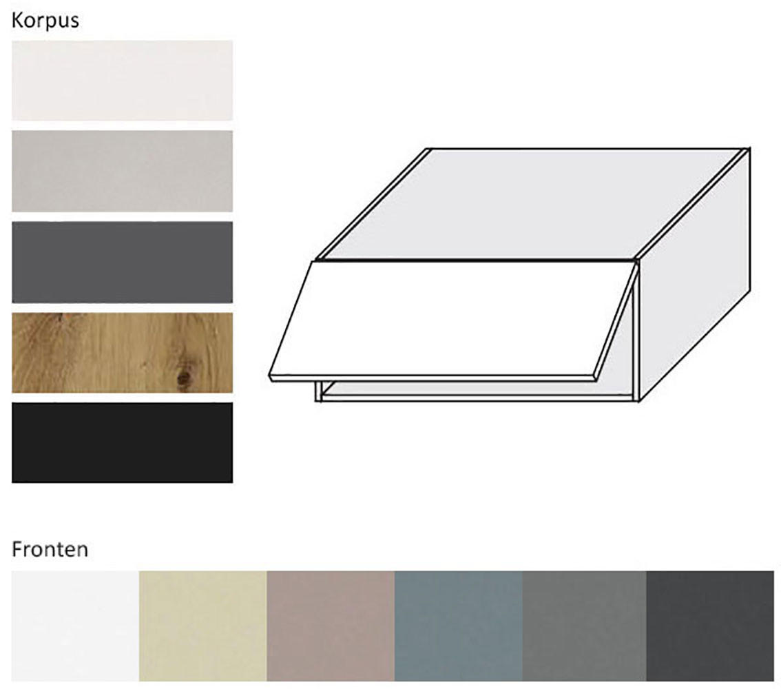 KLAPPHÄNGESCHRANK Kvantum W6B/80 Vanille Matt / Schwarz Matt 80 / 59 / 36cm - Creme/Schwarz, Holz/Holzwerkstoff (80/36/59cm) - Feldmann-Wohnen