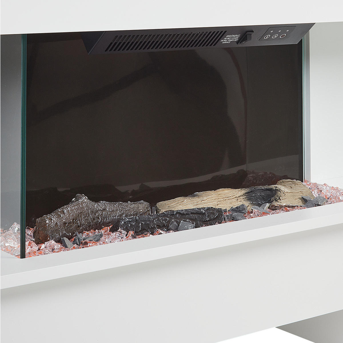 ELEKTROKAMIN Weiß Kalahari - Schwarz/Weiß, Holzwerkstoff (110/73/34cm) - Beliani