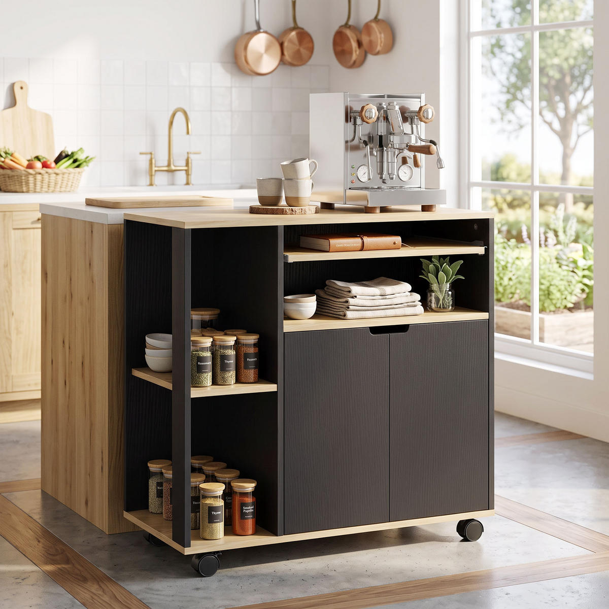 KÜCHENWAGEN MDF Schwarz - Schwarz, Holzwerkstoff (40/82/80cm) - HOMCOM