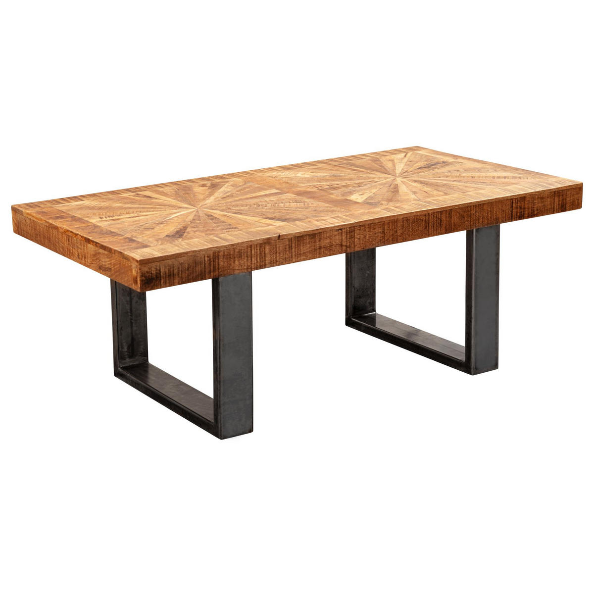 COUCHTISCH Mangoholz in Rustikalem Stil mit Metallbeinen, Maße 105x40x55 cm, Traglast 50 kg - Anthrazit/Braun, Holz/Metall (55/105/40cm) - KADIMA DESIGN