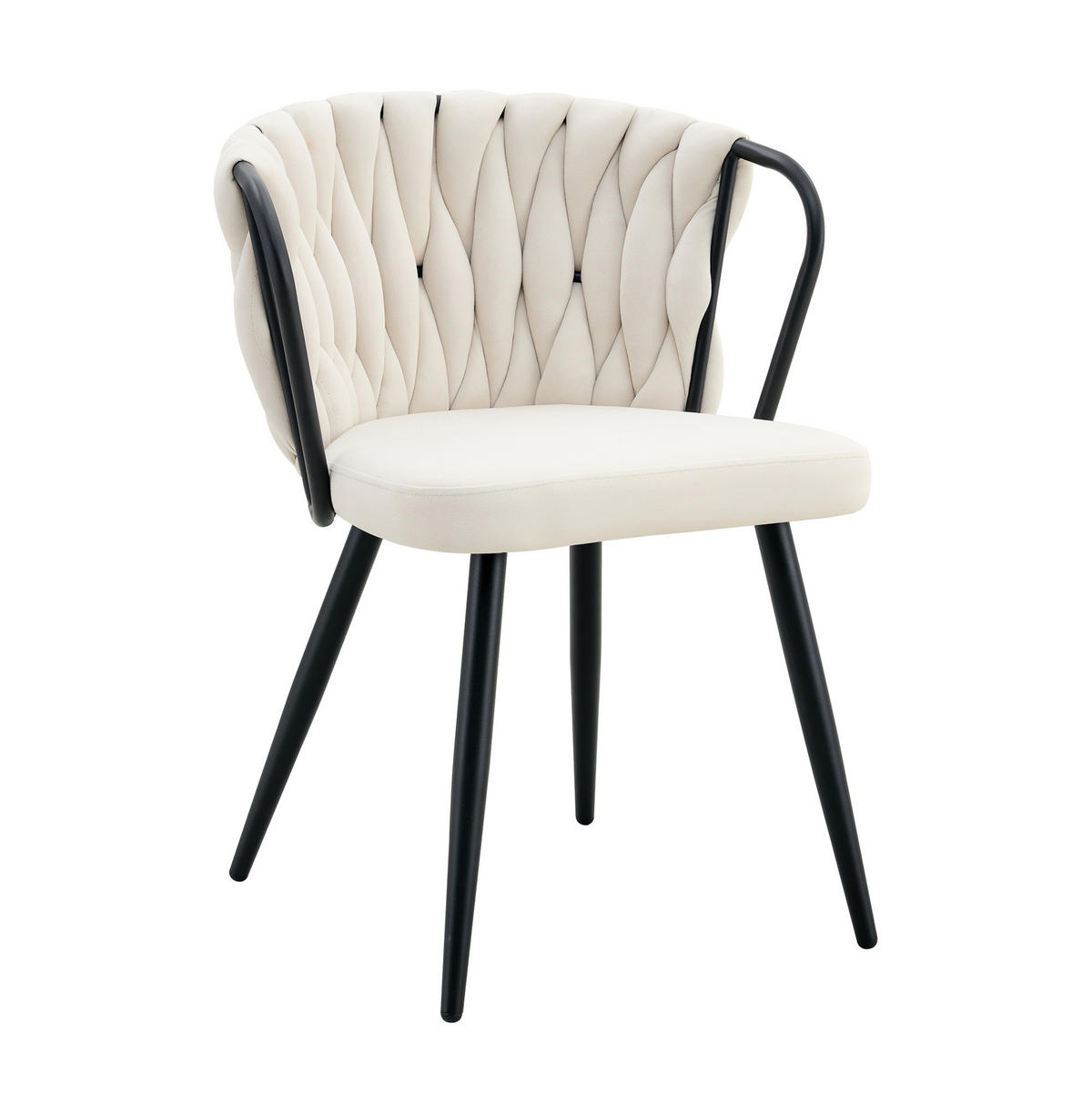 ESSZIMMERSTUHL mit Samtbezug Beige-Schwarz 43 x 58 x 76 cm - Beige, Metall (58/76/43cm) - Meubliv