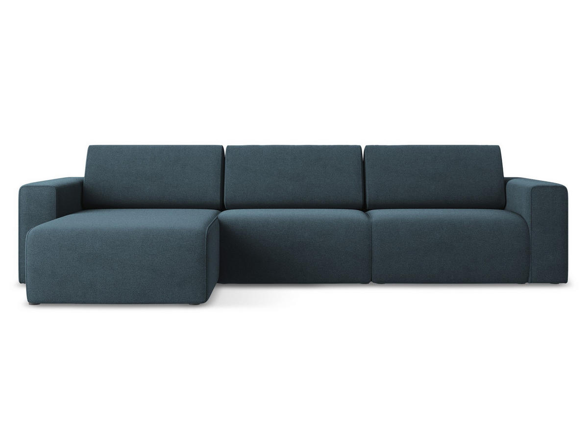 ECKSOFA Links Strukturstoff Stoff Blau - Blau/Pink, Kunststoff/Textil (167/314cm) - Makamii