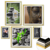 WANDBILDER 5er Set - 50x50 cm & 20x30 cm & 40x60 cm Goldrahmen - Blumen in Vasen als Dekoration - Goldfarben, Kunststoff (40/60cm) - ArtPrintCave
