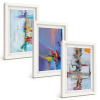 BILDER SET 3er Set - 20x30 cm Weißer Rahmen - Abstrakte Gemäldekompositionen - Weiß, Kunststoff (20/30cm) - TULUP