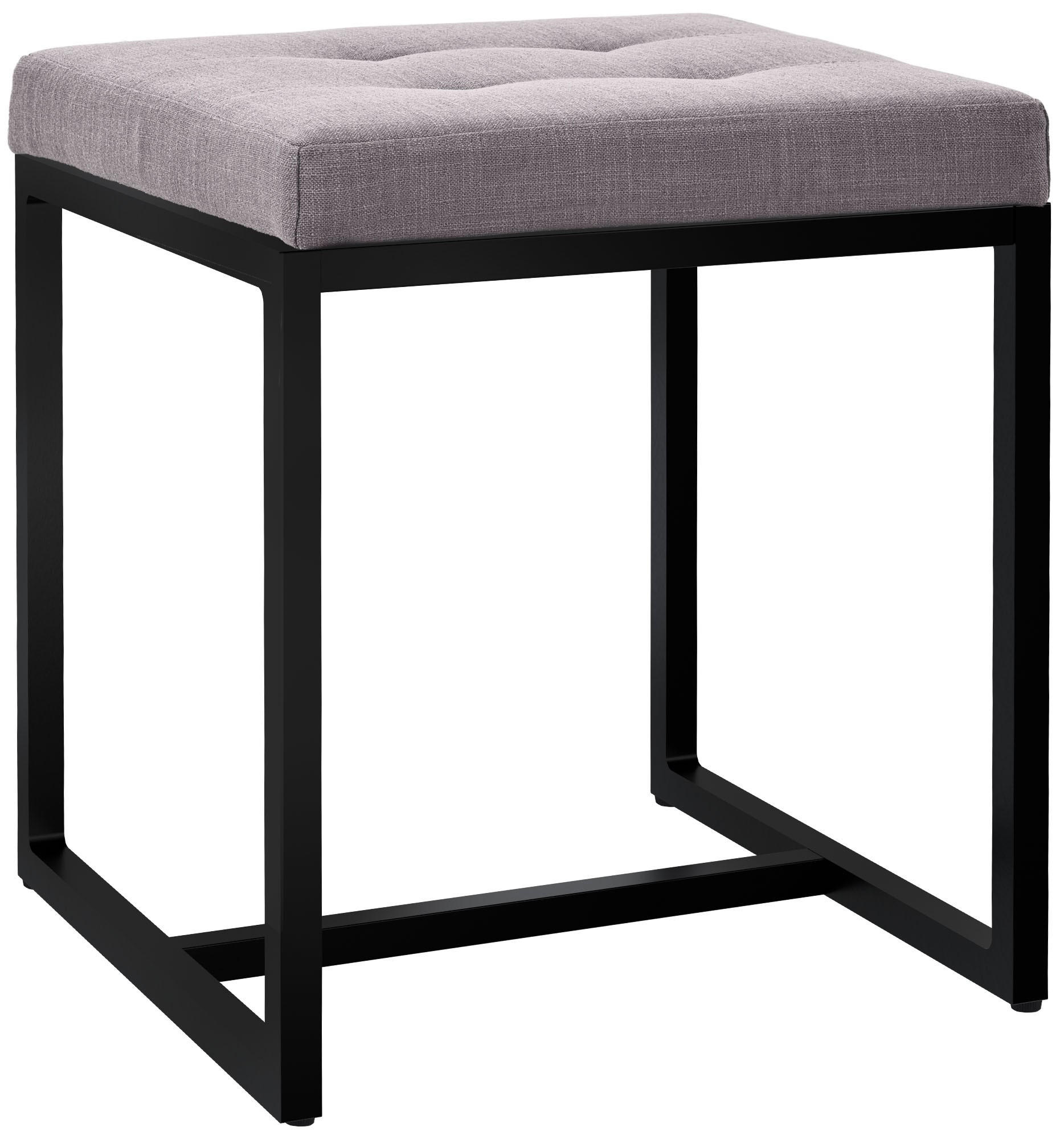 SITZWÜRFEL eckig 40/40/48 cm Stoff grau - Schwarz/Grau, Textil/Metall (40/48/40cm) - CLP