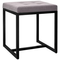 SITZWÜRFEL eckig 40/40/48 cm Stoff grau - Schwarz/Grau, Textil/Metall (40/48/40cm) - CLP