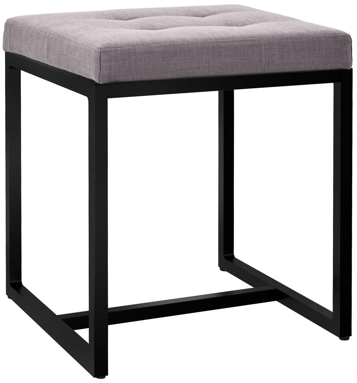 SITZWÜRFEL eckig 40/40/48 cm Stoff grau - Schwarz/Grau, Textil/Metall (40/48/40cm) - CLP